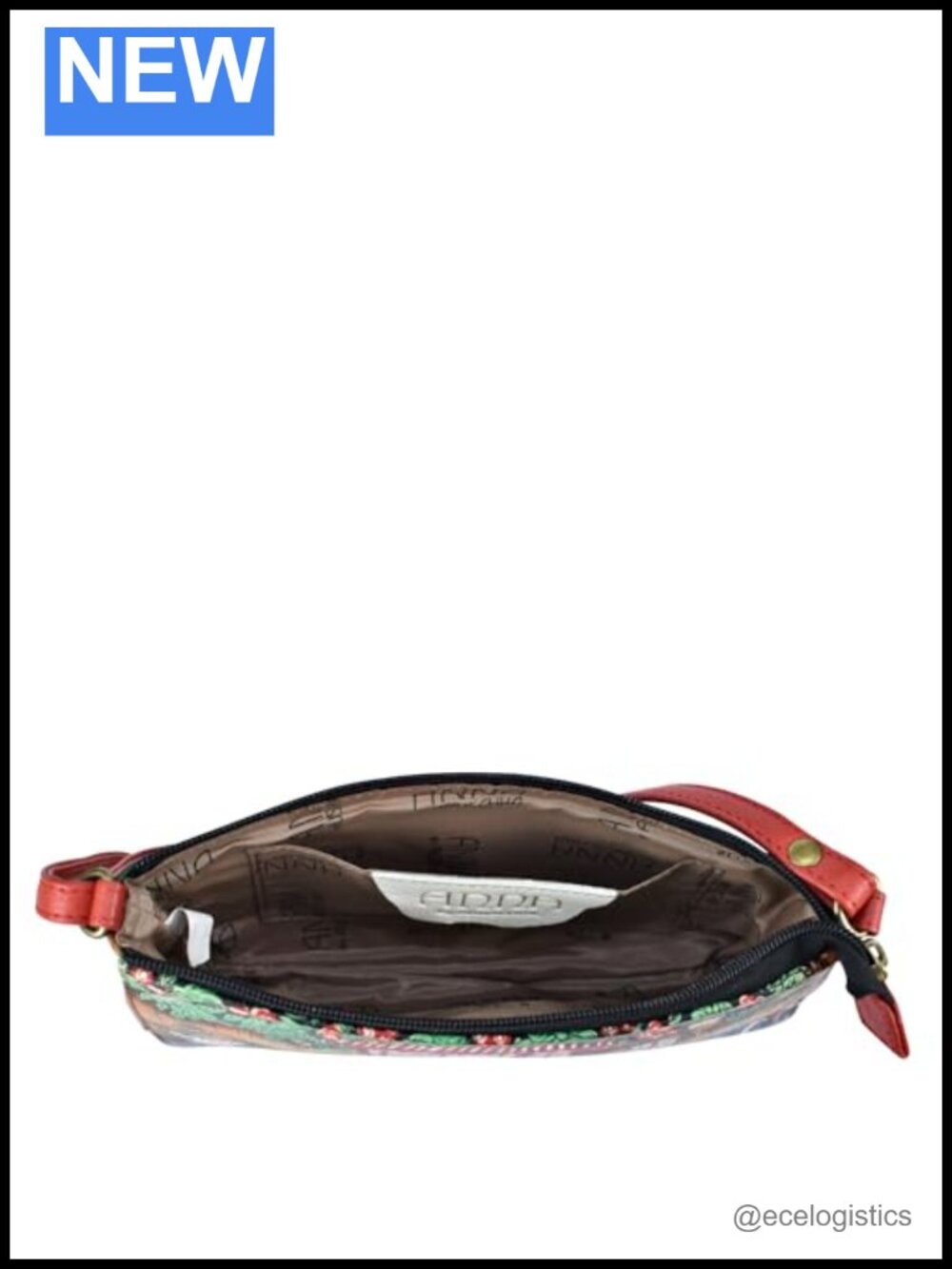 Hand Painted Leather Crossbody Organizer Purse Women - Picture 6 of 6